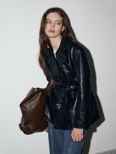 Leather Crop Jacket - RENEJ - Modalova