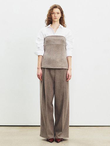 Herringbone Belted Wide Tuck Pants KW4AL3540_6A - JOY GRYSON - Modalova