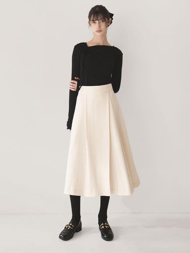 Single slit midi flare skirt - Beige - Et demain - Modalova