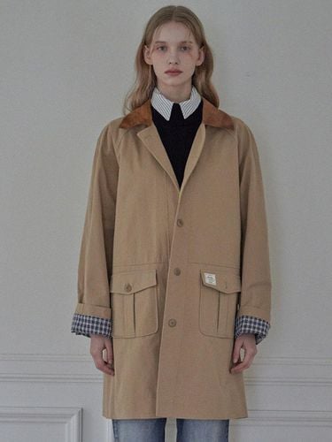 EMMA CHECK HALF TRENCH COAT_2COLORS_BEIGE - HAINT - Modalova