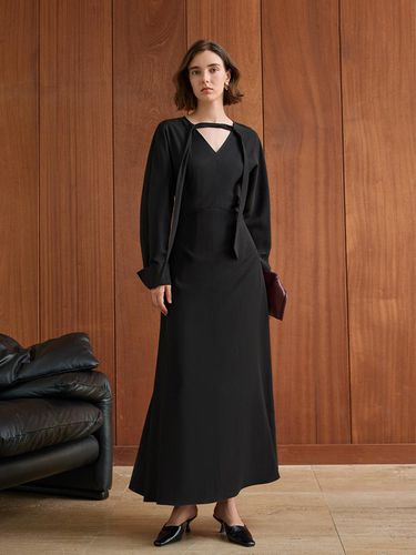 YY_Elegant V-neck tie dress - yyiam - Modalova