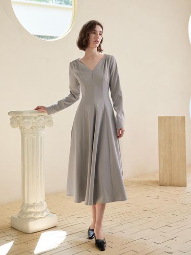 YY_V-neck slim waist dress - yyiam - Modalova