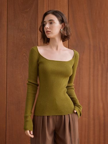 YY_Deep square neck knit top_2color - yyiam - Modalova