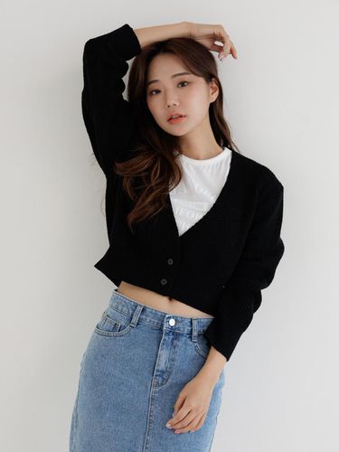 Cropped wrap cardigan black - Awesomestudio - Modalova