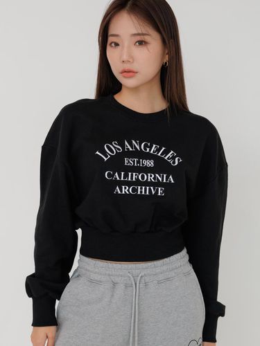 Lettering embroidered cropped sweat shirt - Awesomestudio - Modalova