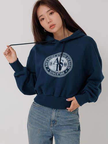 Circle Symbol Cropped Hooded Sweatshirt - Awesomestudio - Modalova