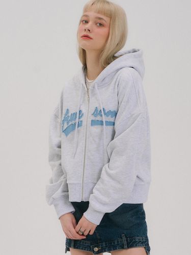 Awesome denim patch hooded zip-up - Awesomestudio - Modalova