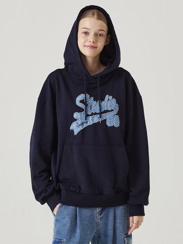 Studio denim patch hooded sweatshirt - Awesomestudio - Modalova