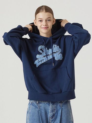 Studio denim patch hooded sweatshirt - Awesomestudio - Modalova