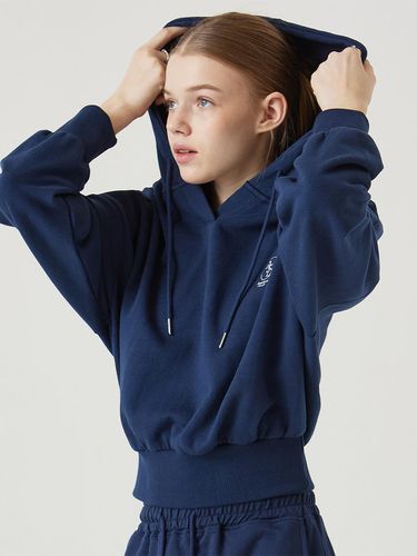 Open-neck cropped hooded sweatshirt deep blue - Awesomestudio - Modalova