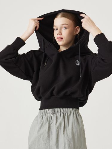 Open neck cropped hooded sweater black - Awesomestudio - Modalova