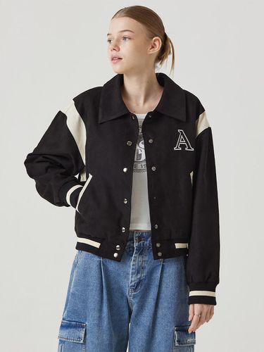 Varsity Eco-Suede Jacket Black - Awesomestudio - Modalova