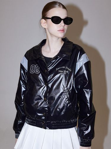 Hi Glossy Varsity Jacket Black - Awesomestudio - Modalova