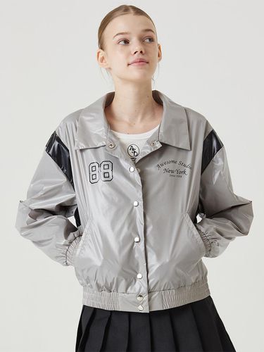 High Glossy Varsity Jacket Silver - Awesomestudio - Modalova