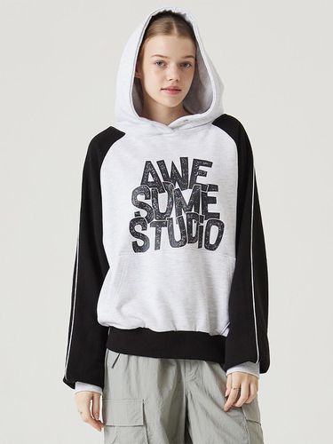 Raglan Hooded Sweat Shirt White Gray - Awesomestudio - Modalova