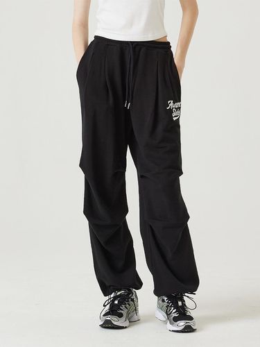 Two-way two-tuck wide sweat pants black - Awesomestudio - Modalova