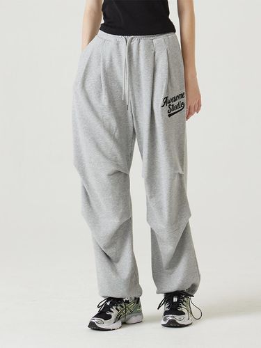 Two-way two-tuck wide sweat pants melange gray - Awesomestudio - Modalova