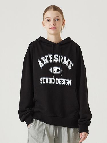 Mangsang Graphic Hooded Sweat Shirt Black - Awesomestudio - Modalova