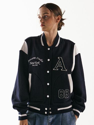 Varsity Sweat Jacket Dark Navy - Awesomestudio - Modalova