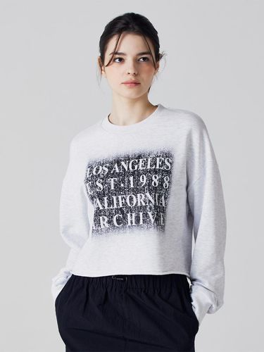 Cut Out Cropped Sweat Shirt White Gray - Awesomestudio - Modalova