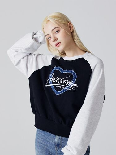 Raglan denim patch sweat shirt - Awesomestudio - Modalova