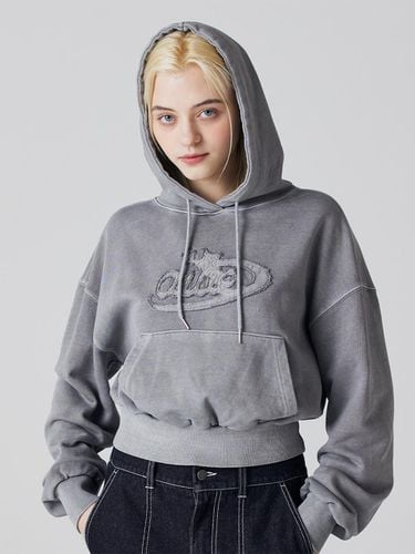 Pigment Patch Embroidery Cropped Hoodie - Awesomestudio - Modalova