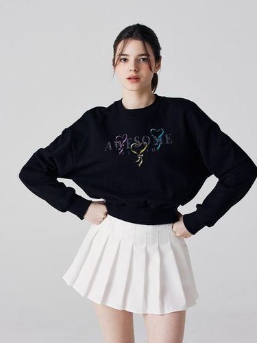 Ribbon 3D cropped sweat shirt black - Awesomestudio - Modalova