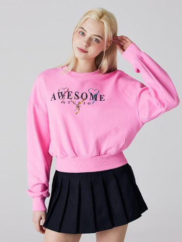 Ribbon 3D cropped sweatshirt pink - Awesomestudio - Modalova