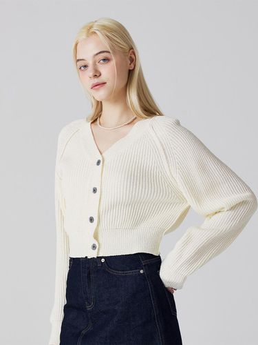 V-neck Rivers Cropped Knitwear Cardigan beige - Awesomestudio - Modalova