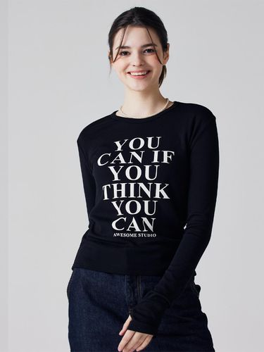 Lettering Slim Cropped T-Shirt - Awesomestudio - Modalova