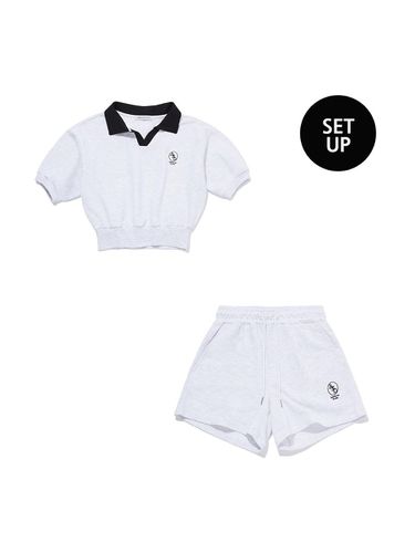 SET] Contrast collar crop short-sleeved + shorts - Awesomestudio - Modalova