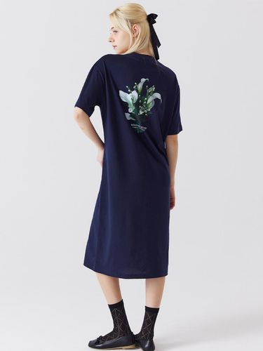 Digital Flower Long dress Dark Navy - Awesomestudio - Modalova