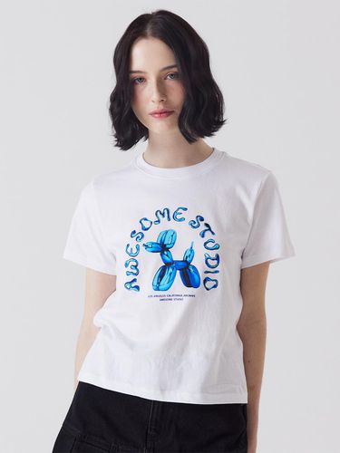 D Balloon Dog Short-Sleeved T-Shirt White - Awesomestudio - Modalova