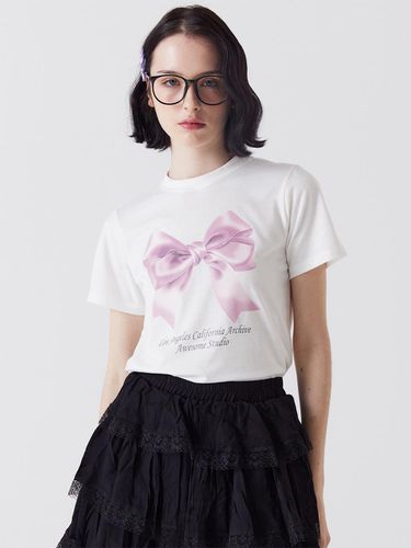 Ribbon Digital Print Short Sleeve T-Shirt - Awesomestudio - Modalova