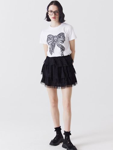 Lace tiered mini skirt black - Awesomestudio - Modalova