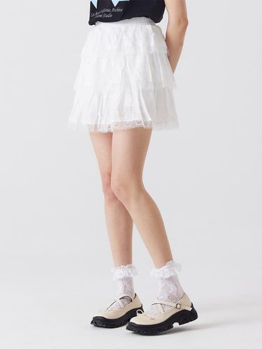 Lace tiered mini skirt White - Awesomestudio - Modalova