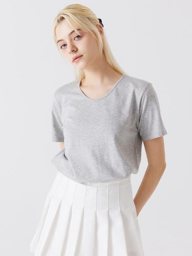 Basic U-Neck Short-Sleeved T-Shirt Melange Gray - Awesomestudio - Modalova