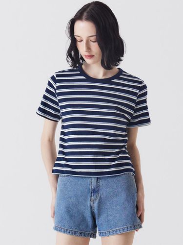 Multi-strip short-sleeved T-shirt Navy - Awesomestudio - Modalova