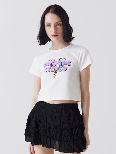 Ribbon Balloon Cropped Short Sleeve T-shirt - Awesomestudio - Modalova