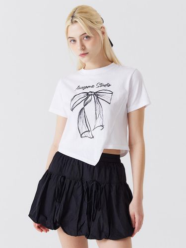 Unbalanced Cropped Short-Sleeved T-Shirt - Awesomestudio - Modalova