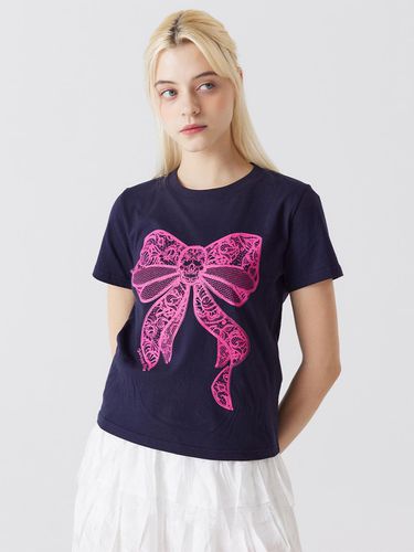 Skull Ribbon Short-Sleeved T-Shirt Navy - Awesomestudio - Modalova