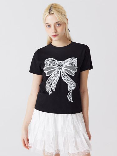 Ribbon short-sleeved T-shirt black - Awesomestudio - Modalova