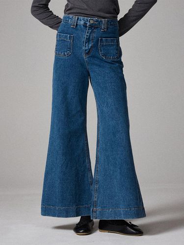 Wide bootcut denim pants blue - Awesomestudio - Modalova