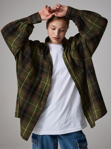 Big Checkered Oversized-Fit Shirt Khaki - Awesomestudio - Modalova