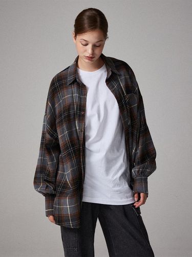 Big Checkered Oversized-Fit Shirt Charcoal - Awesomestudio - Modalova