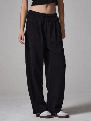 Two-tuck wide sweat pants black - Awesomestudio - Modalova