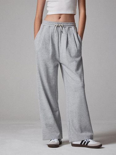 Two-tuck wide sweat pants melange gray - Awesomestudio - Modalova