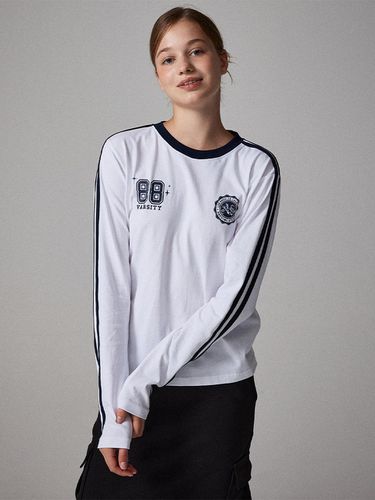 Football Line Contrast Long Sleeve T-shirt - Awesomestudio - Modalova