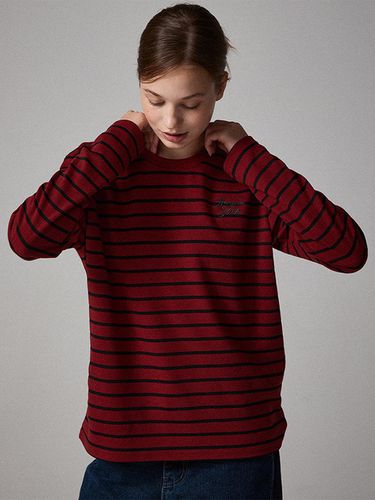 Stripe Long Sleeve T-Shirt Wine - Awesomestudio - Modalova