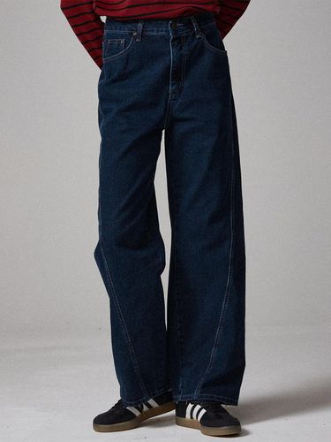 Straight curved denim pants blue - Awesomestudio - Modalova